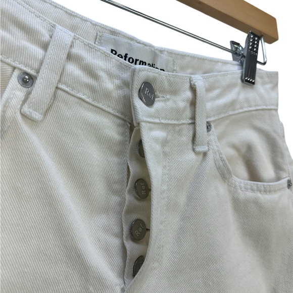 Reformation Fawcett Crop Wide Leg Jeans Size 24 Ivory Raw Hem - Picture 6 of 11